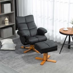 HOMCOM Recliner Chair and Footstool PU Leather Wooden Base
