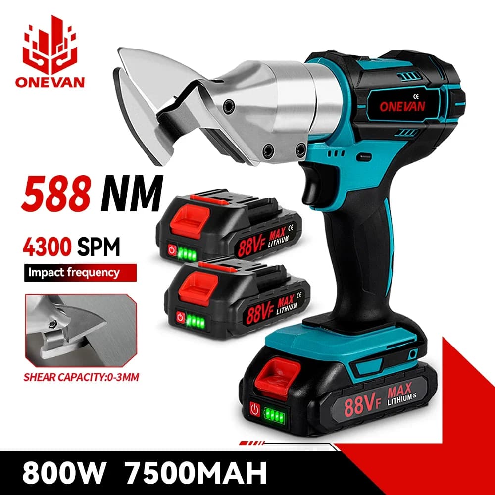 ONEVAN Electric Iron Scissors Metal Cordless Cutting Iron Shear Sheet Carbon Steel Cutter Power Tools For Makita 18V Battery Pin