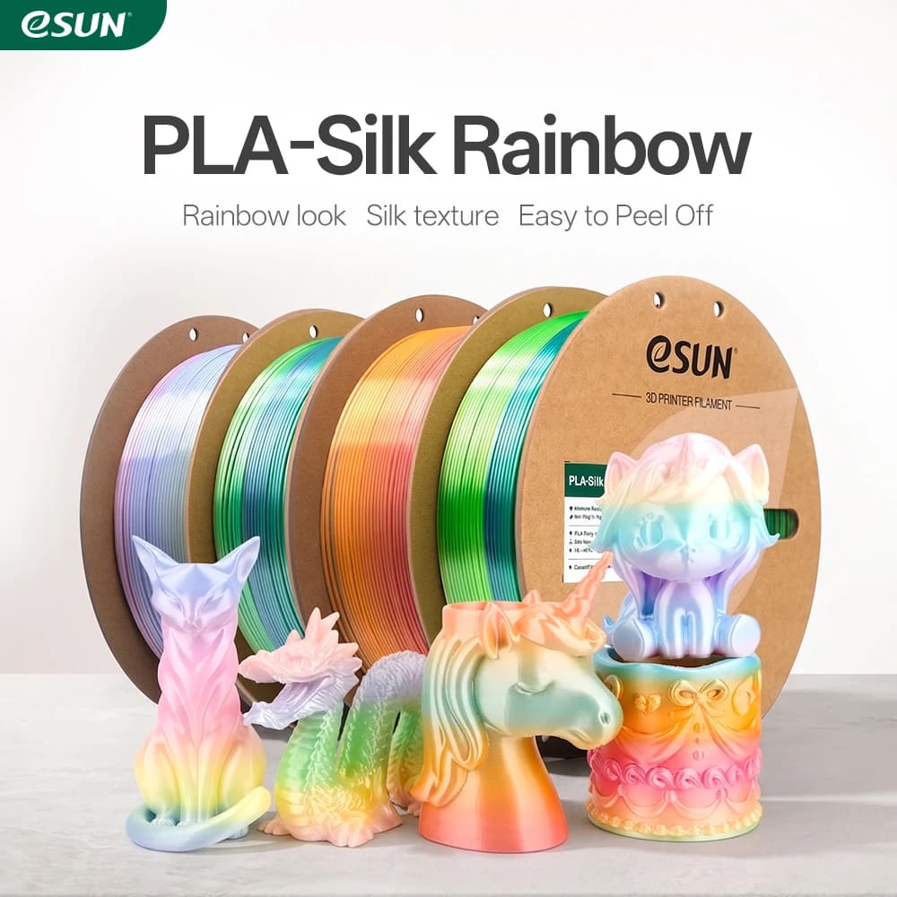 ESUN Rainbow Silk PLA Filament 1.75mm Rainbow Silk Filament for 3D Printer 1KG Printing Material Silk 3D Printer Filament