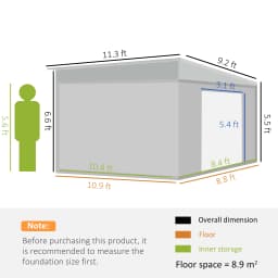 11.3X9.2Ft Steel Garden Storage Shed Tool House W/ Sliding Doors & 2 Air Vents