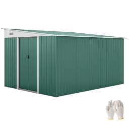 11.3X9.2Ft Steel Garden Storage Shed Tool House W/ Sliding Doors & 2 Air Vents