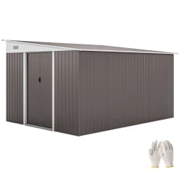 11.3X9.2Ft Steel Garden Storage Shed Tool House W/ Sliding Doors & 2 Air Vents