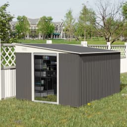 11.3X9.2Ft Steel Garden Storage Shed Tool House W/ Sliding Doors & 2 Air Vents