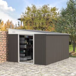 11.3X9.2Ft Steel Garden Storage Shed Tool House W/ Sliding Doors & 2 Air Vents