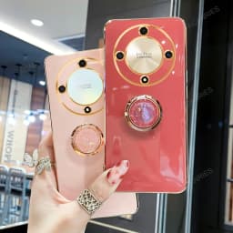 Magic6 Magic5 6lite 5lite Luxury Plating Ring Holder Stand Case For Huawei Honor Magic 6 5 Lite Pro 5g X9a X9b Silicone Cover