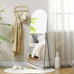 HOMCOM Floor Mirror Wall Mount Leaning Standing Mirror 50 x 150cm Black