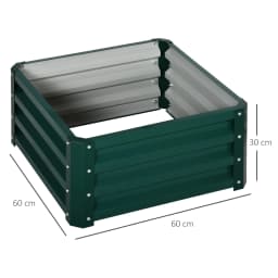Set of 2 Raised Garden Beds Galvanized Steel Planter Boxes Easy Setup Green