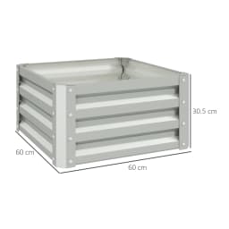 Set of 2 Raised Garden Beds Galvanized Steel Planter Boxes Easy Setup Light Grey