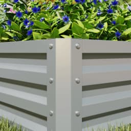 Set of 2 Raised Garden Beds Galvanized Steel Planter Boxes Easy Setup Light Grey