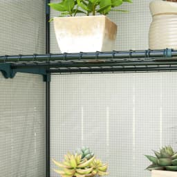 4 Tier Lean-To Mini Greenhouse with Reinforced Pe Cover, Roll-Up Door, Gray