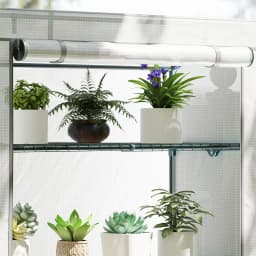4 Tier Lean-To Mini Greenhouse with Reinforced Pe Cover, Roll-Up Door, Gray