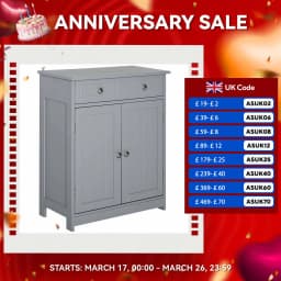 kleankin Bathroom Floor Storage Cabinet w/ 2 Drawers Door Cupboard Grey White