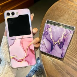 Marble Pattern Transparent Phone Case For Samsung Galaxy Z Flip 6 5 4 3 Clear Hard Folding Cover For Samsung Z Flip6 Flip5 Flip4