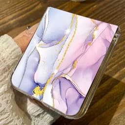 Marble Pattern Transparent Phone Case For Samsung Galaxy Z Flip 6 5 4 3 Clear Hard Folding Cover For Samsung Z Flip6 Flip5 Flip4