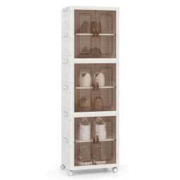 GOFLAME 6-Cube Stackable Storage Bins 115L Shoes Boxes w/ Doors-White