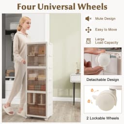 GOFLAME 6-Cube Stackable Storage Bins 115L Shoes Boxes w/ Doors-White