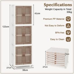 GOFLAME 6-Cube Stackable Storage Bins 115L Shoes Boxes w/ Doors-White