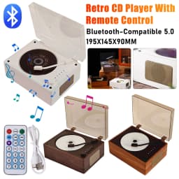 Vintage Retro CD Player Remote Control Home Desktop CD Player 5.0 Bluetooth Wireless Speaker Support CD USB 3.5mm AUX For Phone