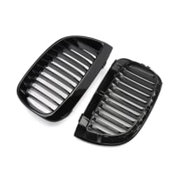 MagicKit Pair For 2004-2007 BMW E81 E87 1 Series Front Kidney Grille Grill Gloss Black