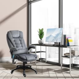 Vinsetto Office Chair with Heating Massage Points Relaxing Reclining, Grey