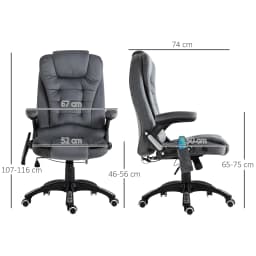Vinsetto Office Chair with Heating Massage Points Relaxing Reclining, Grey