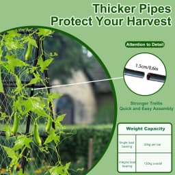 Metal A-Shaped Garden Arch Trellis for Climbing Plants Vegetable Cucumber Support Frame with Nylon Netting, Four Ground Spikes