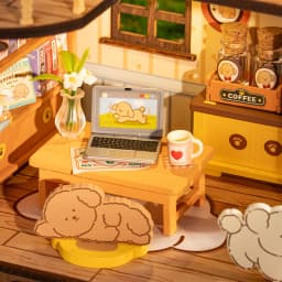 Robotime Rolife DIY Puppy's Cozy Villa House Miniature Kits for Kids and Family New Wooden Puzzle Model Home Decoration Set
