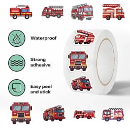 Firefighter Sticker 500X Self-Adhesive Waterproof Construction Stickers Cartoon Baby Birthday Party Decorations Goodie Bags