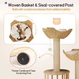 3 Tier Cat Tree Activity Tower Condo Furniture with Plush Cushion and Dangling Ball Sisal Scratching Post for Indoor Cats