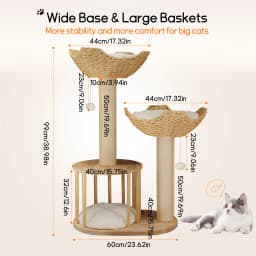 3 Tier Cat Tree Activity Tower Condo Furniture with Plush Cushion and Dangling Ball Sisal Scratching Post for Indoor Cats