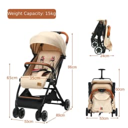 DORTALA Portable Baby Stroller One-Hand Folding Pushchair W/Adjustable Backrest-Beige