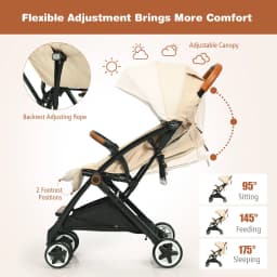 DORTALA Portable Baby Stroller One-Hand Folding Pushchair W/Adjustable Backrest-Beige