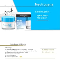 Neutrogena Hydro Boost Gel Cream 50ML, For dry skin, Long lasting 72h, Hyaluronic Acid, Oil & fragrance-free,hydrated & glowing