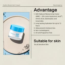 Neutrogena Hydro Boost Gel Cream 50ML, For dry skin, Long lasting 72h, Hyaluronic Acid, Oil & fragrance-free,hydrated & glowing