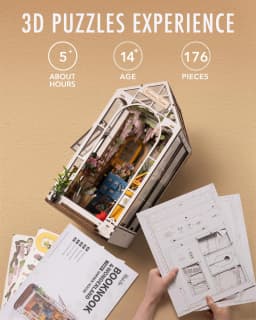 Robotime Rolife Garden House Book Nook Kit Easy Assembly Bookshelf Insert Ideal Home Decor Toy Gift for Kids Women & Girls TGB06