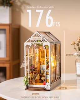 Robotime Rolife Garden House Book Nook Kit Easy Assembly Bookshelf Insert Ideal Home Decor Toy Gift for Kids Women & Girls TGB06