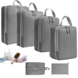 Compression Bags For Travel 6 Pcs Compression Travel Organiser Suitcase Organizer Bags Set Packing Cubes Travel Double-Stitched