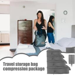 Compression Bags For Travel 6 Pcs Compression Travel Organiser Suitcase Organizer Bags Set Packing Cubes Travel Double-Stitched