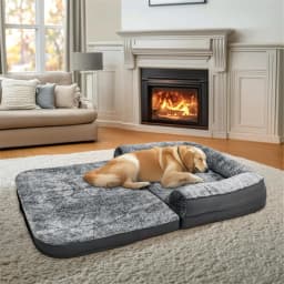 180cm Giant Dog Bed, Human Size Foldable Orthopedic Pet Bed with Plush Cover, Extra Large Calming Dog Mattress