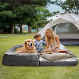 180cm Giant Dog Bed, Human Size Foldable Orthopedic Pet Bed with Plush Cover, Extra Large Calming Dog Mattress