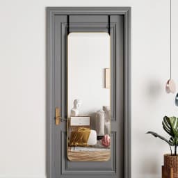 【Lifeideas】Full Length Mirror with Rounded Corners Door Hanging Black Mirror 37x147cm