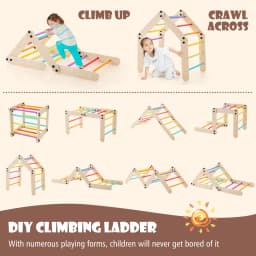DORTALA Kids Indoor Montessori Climbing Set Toddlers Foldable Wooden Climber Toys