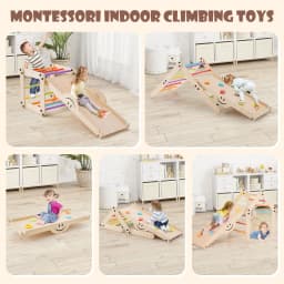 DORTALA Kids Indoor Montessori Climbing Set Toddlers Foldable Wooden Climber Toys