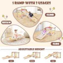 DORTALA Kids Indoor Montessori Climbing Set Toddlers Foldable Wooden Climber Toys