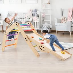 DORTALA Kids Indoor Montessori Climbing Set Toddlers Foldable Wooden Climber Toys