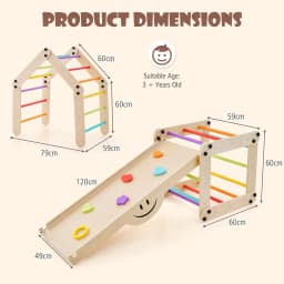 DORTALA Kids Indoor Montessori Climbing Set Toddlers Foldable Wooden Climber Toys
