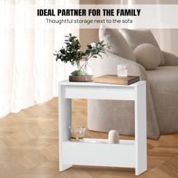 Narrow Side Table Space Saving with Storage Shelf Slim Bedside Table Sofa End Table Coffee Table for Living Room, Bedroom,Office