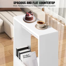 Narrow Side Table Space Saving with Storage Shelf Slim Bedside Table Sofa End Table Coffee Table for Living Room, Bedroom,Office