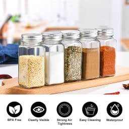 12Pcs Glass Spice Jars with Metal Lids Salt Pepper Shaker Spice Seasoning Containers Kitchen Spice Jar Organizer Set 120ML