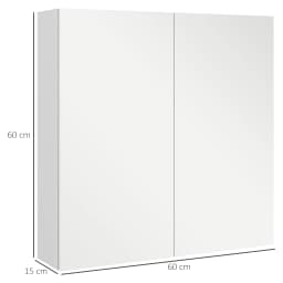 kleankin Wall Mounted Bathroom Storage Cupboard W/ Mirror and Shelf, White